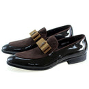 Handmade Genuine Patent Leather And Nubuck Leather Patchwork With Bow Tie Men Wedding Black Dress Shoes-Brown-7-JadeMoghul Inc.