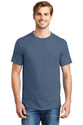 Hanes Beefy-T - 100% Cotton T-Shirt with Pocket 5190-T-shirts-Denim Blue-3XL-JadeMoghul Inc.