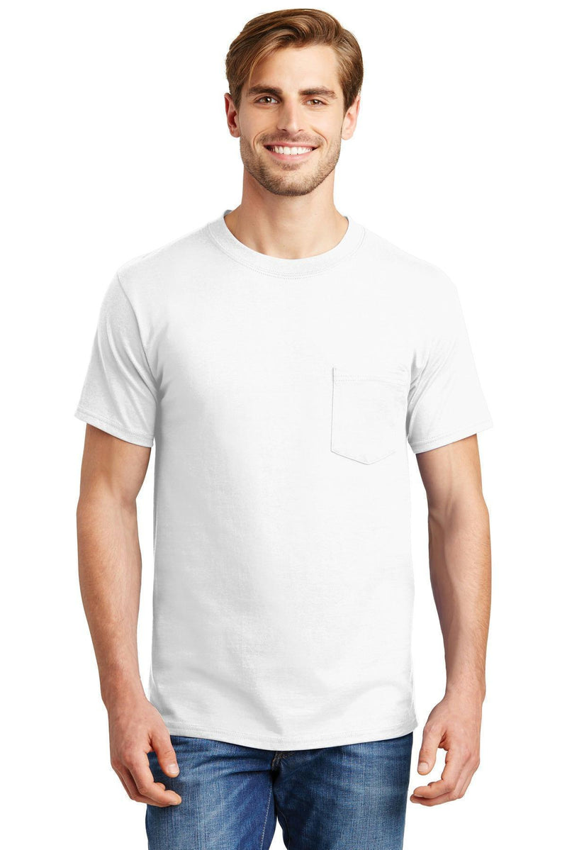 Hanes Beefy-T - 100% Cotton T-Shirt with Pocket 5190-T-shirts-White-2XL-JadeMoghul Inc.
