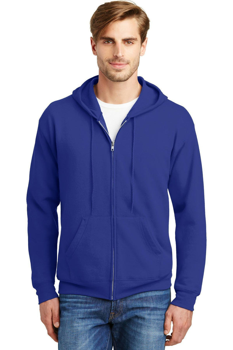 Hanes - Ecomart Full-Zip Hooded Sweatshirt. P180-Sweatshirts/Fleece-Deep Royal-3XL-JadeMoghul Inc.