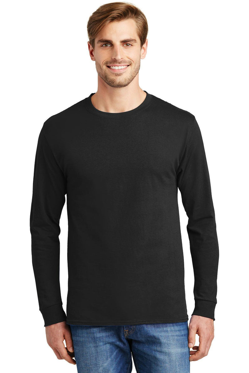Hanes - Tagless 100% Cotton Long Sleeve T-Shirt. 5586-T-shirts-Black-3XL-JadeMoghul Inc.