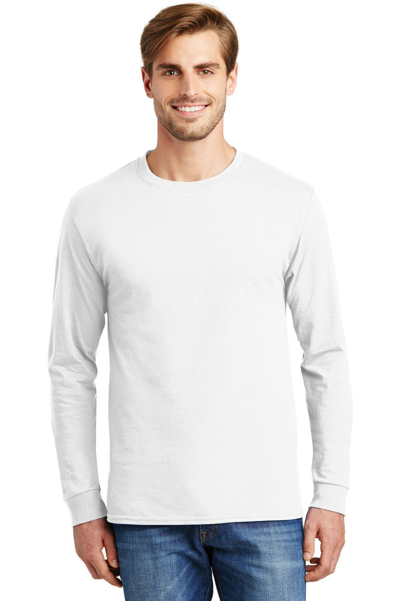 Hanes - Tagless 100% Cotton Long Sleeve T-Shirt. 5586-T-shirts-White-3XL-JadeMoghul Inc.