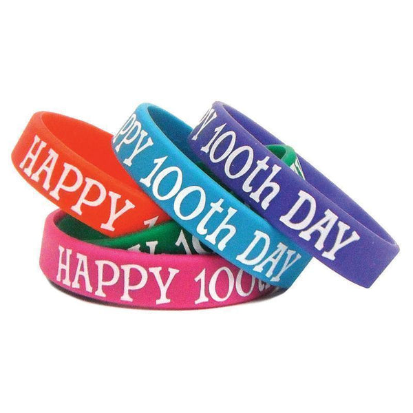 HAPPY 100TH DAY WRISTBANDS 10/PK-Learning Materials-JadeMoghul Inc.