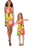 Havana Flash Sanibel Empire Waist Vacation Dress - Women-Havana Flash-XS-Green/Pink/Yellow-JadeMoghul Inc.