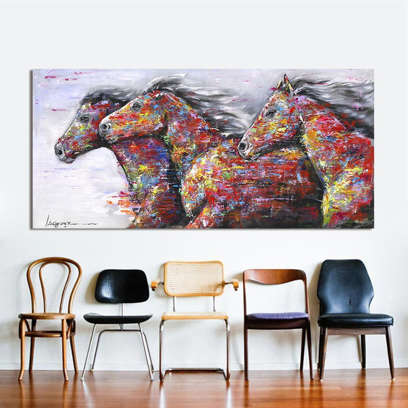 HDARTISAN Wall Art Picture Canvas Oil Painting Animal Print For Living Room Home Decor The Two Running Horse No Frame-8X16-JadeMoghul Inc.