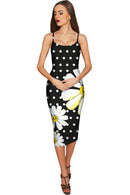 He Loves Me Olivia Black Daisy Evening Midi Dress - Women-He Loves Me-XS-Black/White-JadeMoghul Inc.