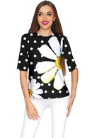 He Loves Me Sophia Black Dressy Evening Top - Women-He Loves Me-XS-Black/White-JadeMoghul Inc.