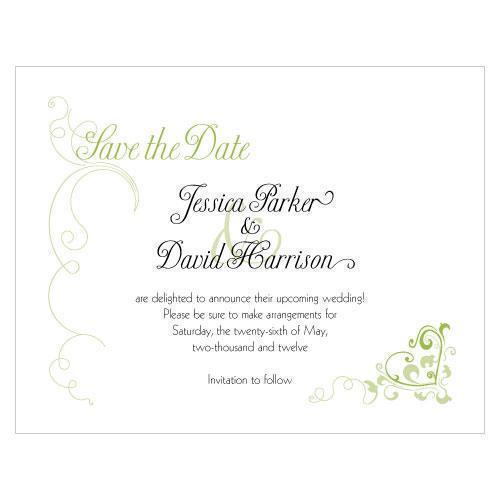 Heart Filigree Save The Date Card Grass Green (Pack of 1)-Weddingstar-Ruby-JadeMoghul Inc.