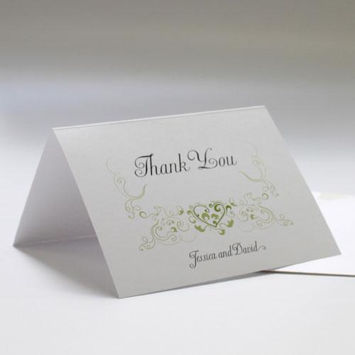 Heart Filigree Thank You Card Grass Green (Pack of 1)-Weddingstar-Black-JadeMoghul Inc.