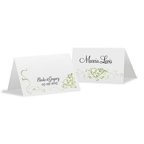 Hearts Filigree Place Card With Fold Grass Green (Pack of 1)-Table Planning Accessories-Grass Green-JadeMoghul Inc.
