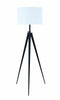 Height Adjustable Metal Tripod Floor Lamp with Fabric Shade, White and Black-Floor Lamp-White and Black-Metal and Fabric-JadeMoghul Inc.