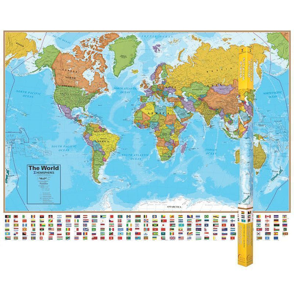 HEMISPHERES LAMINATED MAP WORLD-Learning Materials-JadeMoghul Inc.