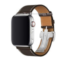 Herm Logo Leather Single Tour Deployment Buckle Watch Band for Apple Watch Series 6 5 4 3 2 144MM 40MM Strap for iWatch Bracelet JadeMoghul Inc.