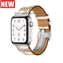 Herm Logo Leather Single Tour Deployment Buckle Watch Band for Apple Watch Series 6 5 4 3 2 144MM 40MM Strap for iWatch Bracelet JadeMoghul Inc.