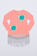 Hi-Lo Boho Top - Girls-Girls Long Sleeve Casual Tops-3-Flamingo-JadeMoghul Inc.