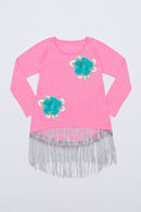 Hi-Lo Boho Top - Girls-Girls Long Sleeve Casual Tops-3-Pink Flash-JadeMoghul Inc.