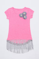 Hi-Lo Boho Top - Girls-Girls Short Sleeve Casual Tops-3-Pink Flash-JadeMoghul Inc.