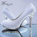 High Heels Shoes Sexy Women Glitter White Bridal Shoes JadeMoghul Inc.