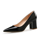 High Heels Shoes Women Pumps Patent leather Spring Single Woman Dress Shoes Spring Thick Heels Pointed Toe Leopard Female Pumps-Black PU-6-JadeMoghul Inc.