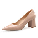 High Heels Shoes Women Pumps Patent leather Spring Single Woman Dress Shoes Spring Thick Heels Pointed Toe Leopard Female Pumps-Pink PU-6-JadeMoghul Inc.
