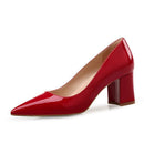 High Heels Shoes Women Pumps Patent leather Spring Single Woman Dress Shoes Spring Thick Heels Pointed Toe Leopard Female Pumps-Red PU-6-JadeMoghul Inc.
