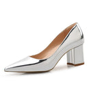 High Heels Shoes Women Pumps Patent leather Spring Single Woman Dress Shoes Spring Thick Heels Pointed Toe Leopard Female Pumps-Silver PU-6-JadeMoghul Inc.