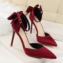 High Heels Women Wedding Heels Sexy Pumps Party shoes For Women Heel butterfly-knot Shoes Sandals Women 5196-1-Wine Red-4.5-JadeMoghul Inc.