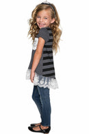 High-Low Lace Trim Casual Fashion Basic Top - Girls-Not Printed-3-Dark Grey Heather-JadeMoghul Inc.