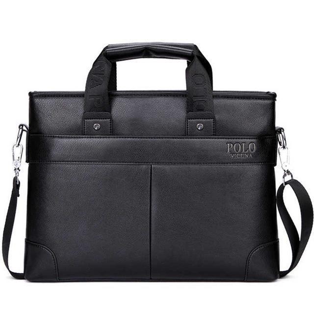 High Quality PU Leather Brand Mens Briefcase Classic Business Leather Men Handbag-Black-China-JadeMoghul Inc.