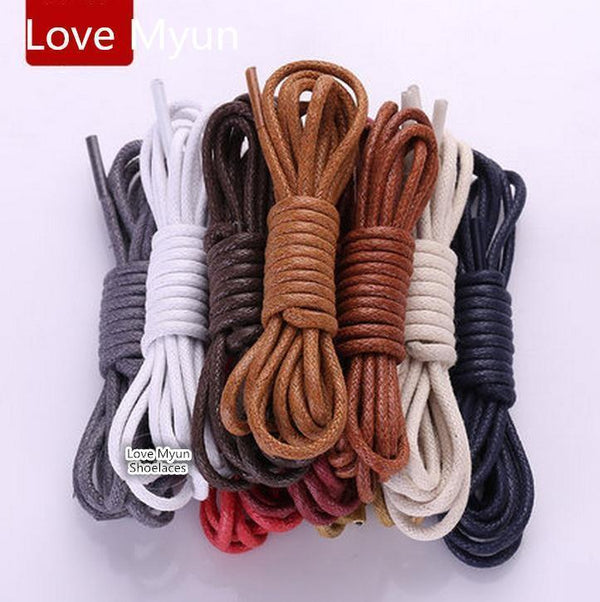 High Quality Shoelaces Waterproof Leather Shoes Laces Round Shape Fine Rope White Black Red Blue Purple Brown Shoelaces-as picture-JadeMoghul Inc.