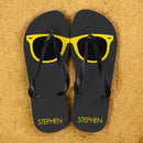 Holiday Style Personalised Flip Flops in Grey and Yellow