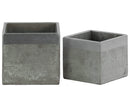 Home Accent Square Cemented Flower Pot With Silver Banded Rim Top, Set of 2, Gray Benzara
