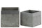 Home Accent Square Cemented Flower Pot With Silver Banded Rim Top, Set of 2, Gray Benzara