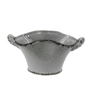 Home Accent Stadium Shaped Ceramic Pot With Handles, Small, Glossy Gray Benzara