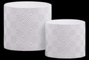 Home Accent Stoneware Embossed Lattice Concentric Diamond Design Pot, Set of 2, White Benzara
