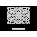 Wood Wide Rectangular Filigree Ornament on Rectangular Stand in Matte Finish, White