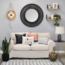 Home Art Black Art - 16.25" X 0.5" X 35" White Black Natural Wood Mdf Rope Wall Art HomeRoots