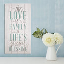 Home Art Contemporary Art - 10" X 1.5" X 20" "The Love Of A Family Is A Life's Greatest Blessing" Wall Art HomeRoots