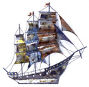 Home Art Contemporary Art - 41" X 7" X 40" Metallic Multi Color Metal Ship In Storm D Metal Wall Art HomeRoots