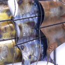 Home Art Contemporary Art - 41" X 7" X 40" Metallic Multi Color Metal Ship In Storm D Metal Wall Art HomeRoots