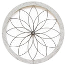 Home Art Modern Art - 25.75" X 1" X 25.75" White Flower Metal And Wood Art Deco Wall Decor HomeRoots