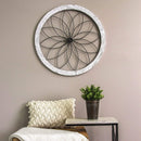 Home Art Modern Art - 25.75" X 1" X 25.75" White Flower Metal And Wood Art Deco Wall Decor HomeRoots
