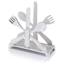 Home Decor Aesthetic Room Decor - 2" x 5.5" x 5.5" Buffed Cutlery - Napkin Holder HomeRoots