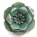 Home Decor Apartment Decor - 10.75" X 1.75" X 11.75" Dark Teal Flower HomeRoots