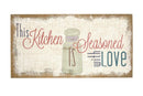 Home Decor Apartment Decor - 20" X 1.5" X 10" "Seasoned With Love" Typography Burlap HomeRoots