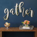 Home Decor Apartment Decor - 41.25" X 0.5" X 21.25" Pewter Large Metal Gather Script Sign HomeRoots