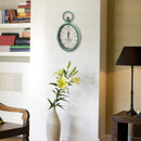 Home Decor Apartment Decor - 6.75" X 2" X 11.5" Antique Teal Oval Clock HomeRoots