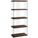 Home Decor Bookshelf Decor - 12" x 24" x 58'.75" Brown, Particle Board, Tempered Glass - Bookcase HomeRoots