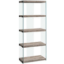 Home Decor Bookshelf Decor - 12" x 24" x 58'.75" Taupe, Particle Board, Tempered Glass - Bookcase HomeRoots