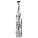 Home Decor Bottle Decoration - 5" x 5" x 30" Buffed, Large, Ripples - Round Bottle HomeRoots